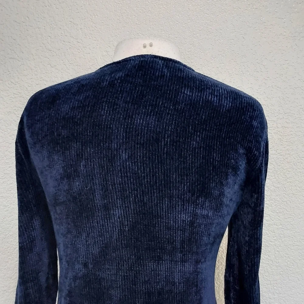 Clio Blue Chenile Knit Long Sweater Size Large
